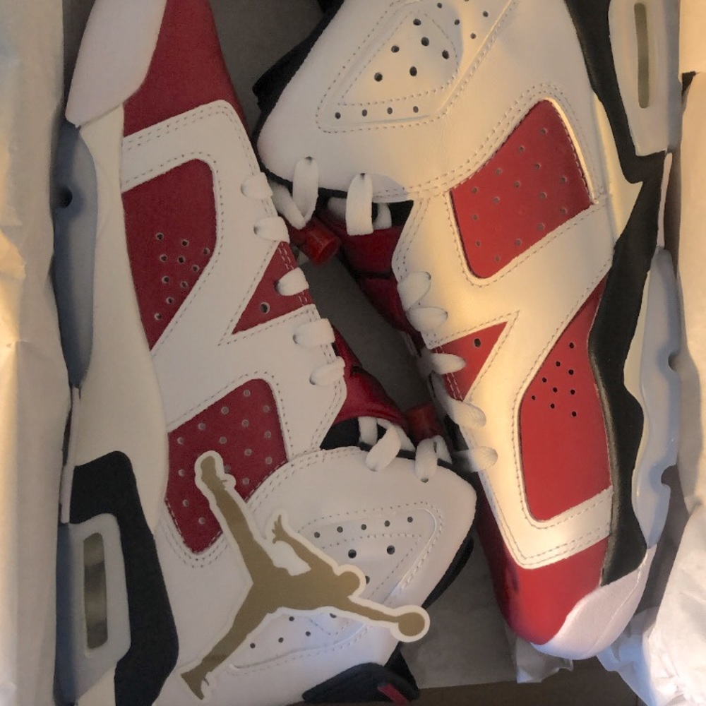 Brand New Jordan Carmine 6 Size 6y grade school size never worn!! 🔥🔥🔥🔥🔥